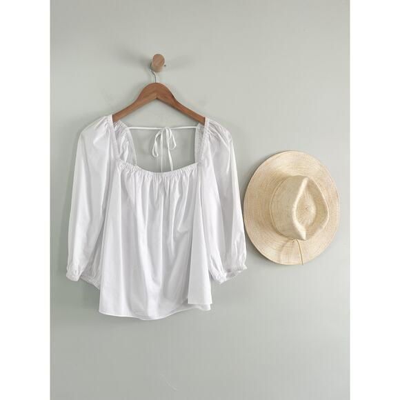 Madewell | NWT | Puff-Sleeve Babydoll Top in Eyelet White | Sz 10 - Picture 2 of 7